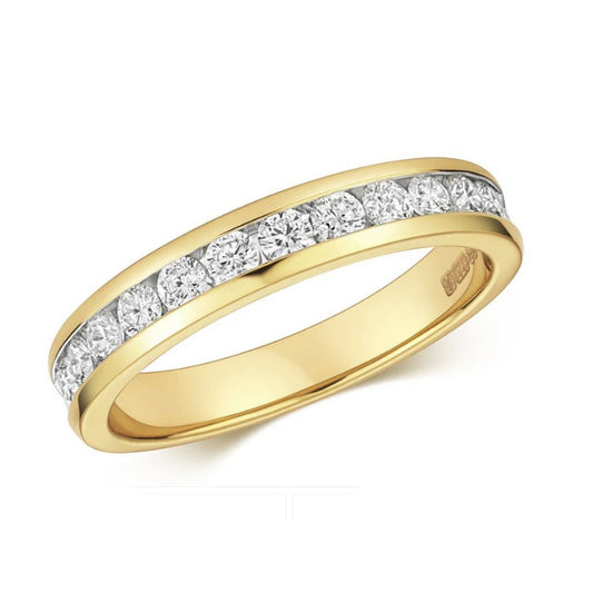 Real Diamond Half Eternity Ring 9ct Yellow Gold 0.50 Carat Weight Band