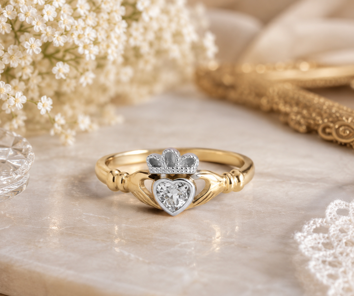 J R Jewellery Claddagh Ring in Silver with Heart and Crown Design, Elegant and Timeless Style