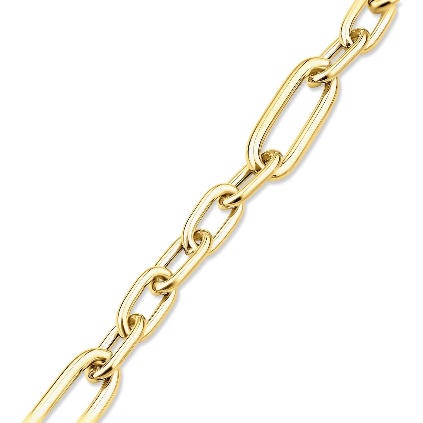 Classic Yellow Gold Paperclip Chain Bracelet featuring sleek and elegant links for everyday wear