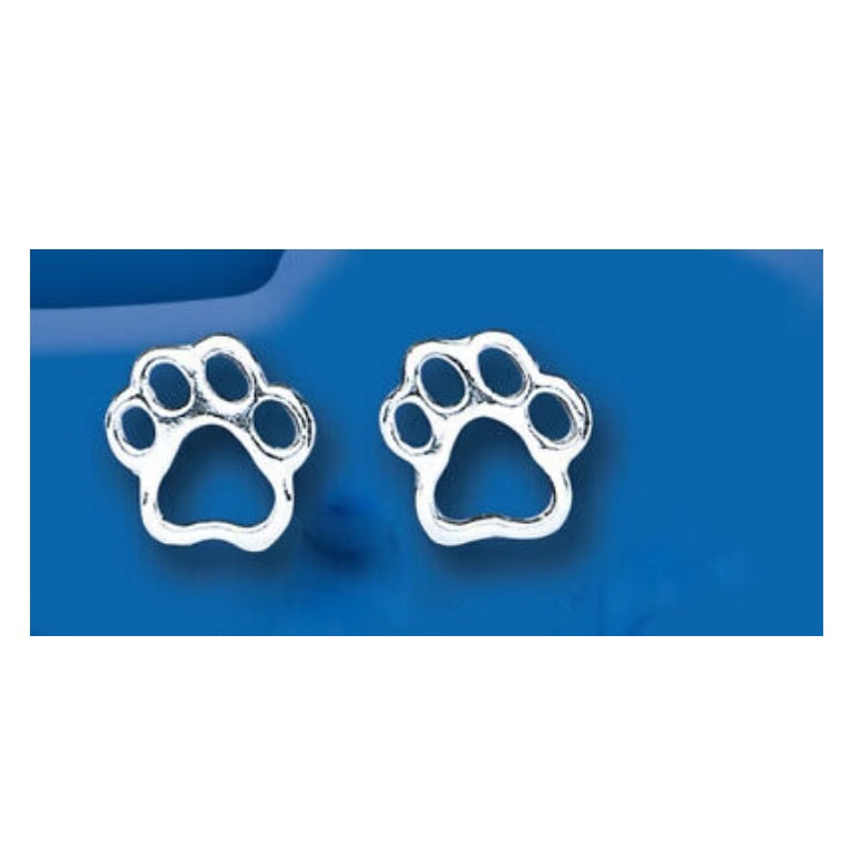 Silver Dog Pawprint Earrings Sterling Silver 925 Hallmark Stud Ladies Studs