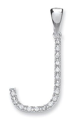 Diamond initial pendant white gold letter J with sparkling diamonds by J R Jewellery