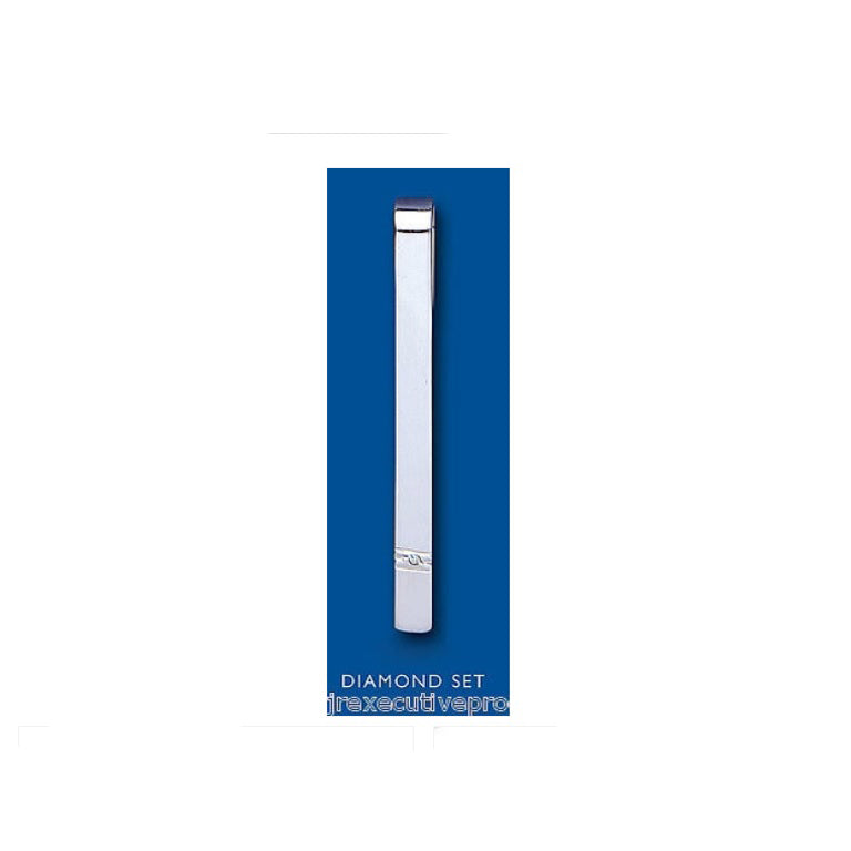 Real Diamond Tie Slide Solid Sterling Silver Men's Tie Pin 925 hallmark