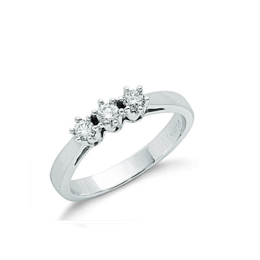 9ct White Gold 0.30ctw Diamond Trilogy Ring Three Stone Engagement