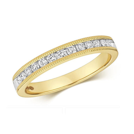 Real Diamond Millgrain Eternity Ring 9ct Yellow Gold Anniversary Band Size J - Q