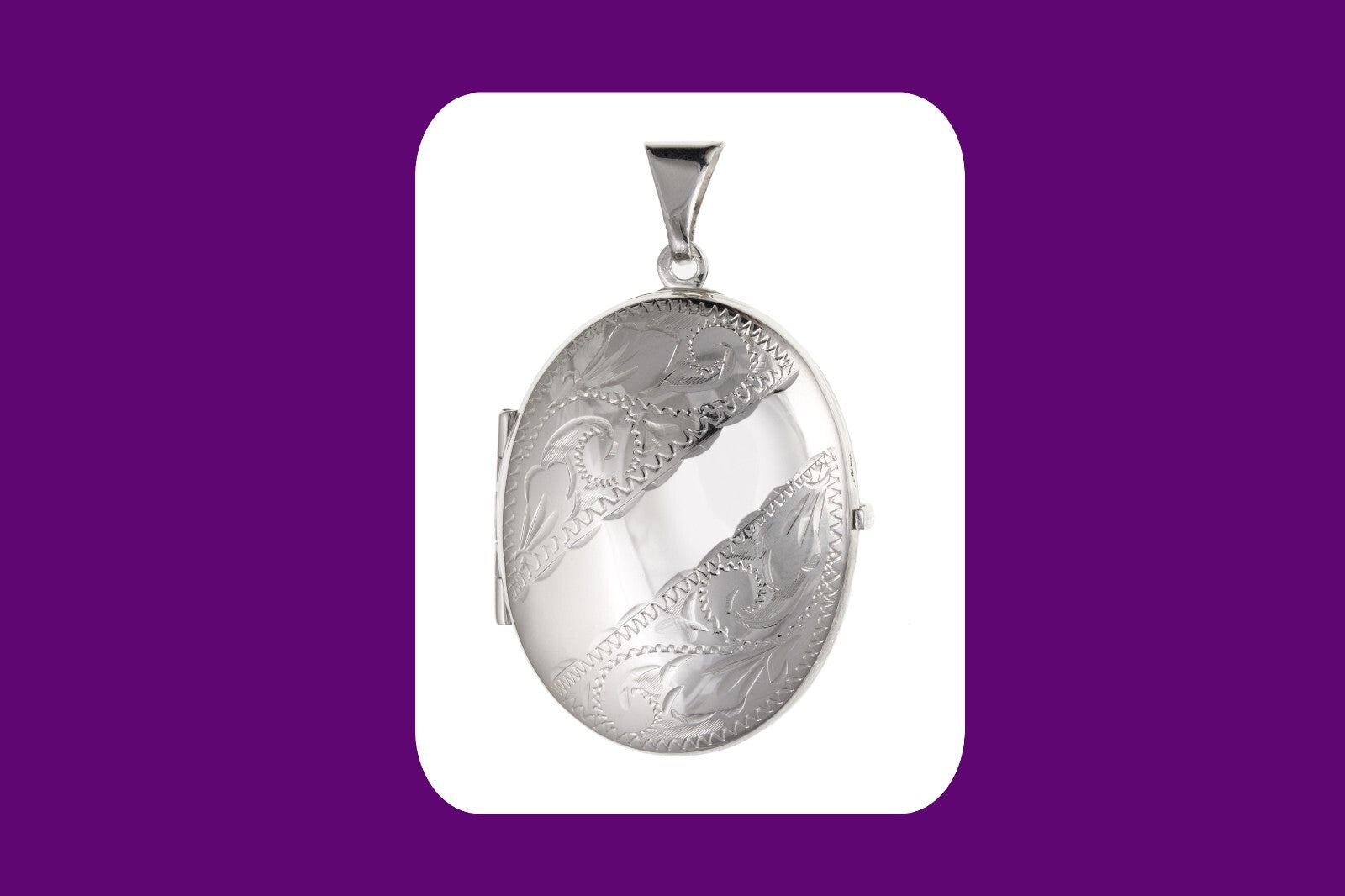 Silver Engraved Family Locket with Elegant Floral Designs and Secure Clasp for Personalised Keepsakes