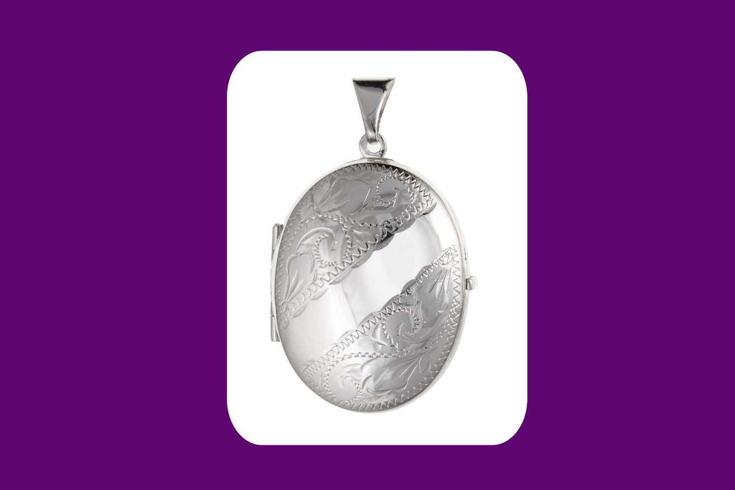 Elegant silver Engraved Family Locket with intricate floral design for personalised keepsakes