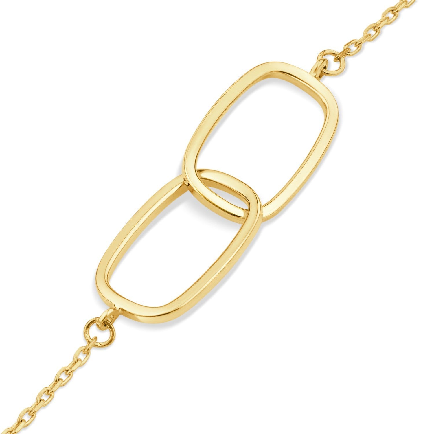Elegant Yellow Gold Interlocking Oval Link Chain Bracelet showcasing a chic design for everyday wear