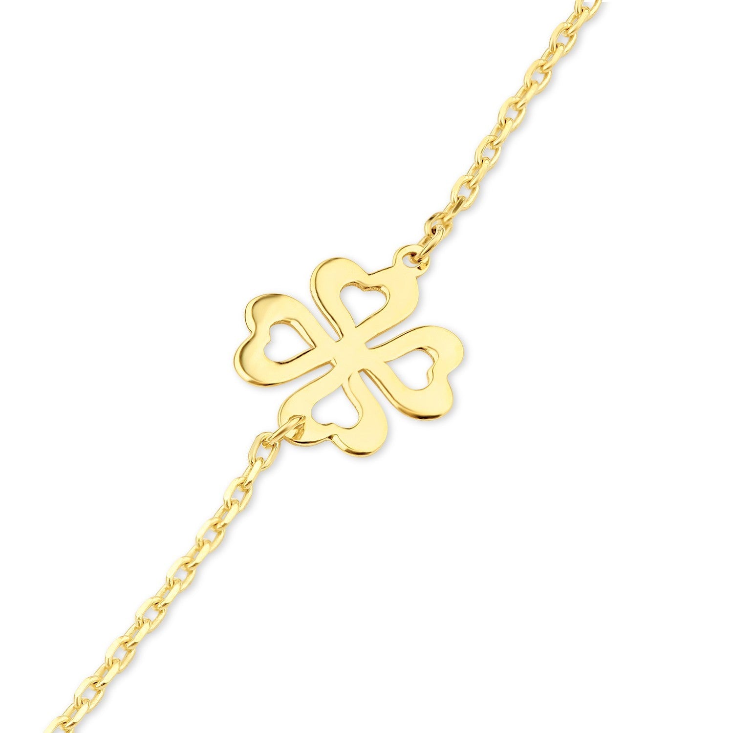 J R Jewellery Four-Leaf Clover Station Bracelet in gold with a delicate chain design