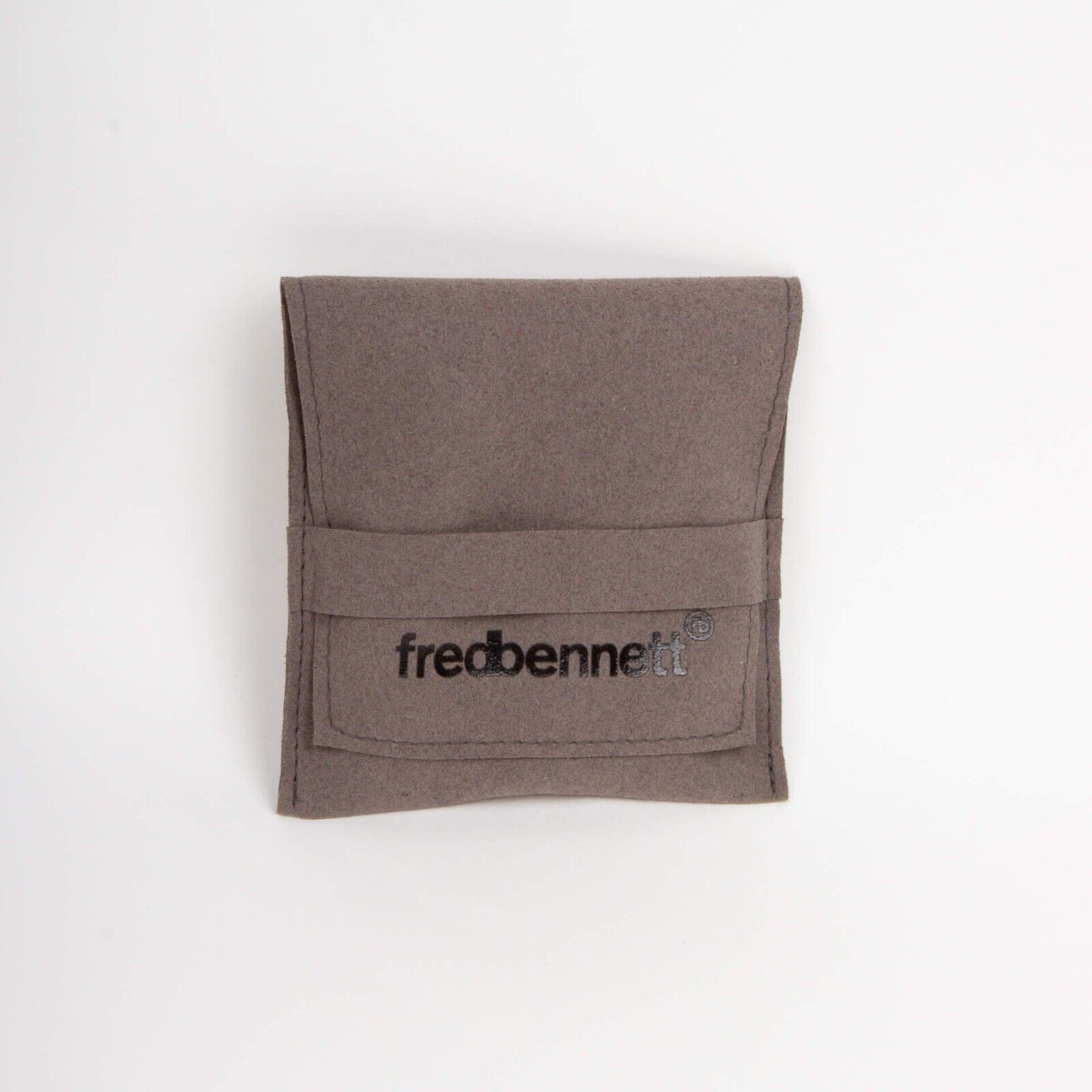Fred Bennett men's beaded bracelet storage pouch in soft brown fabric with embroidered logo