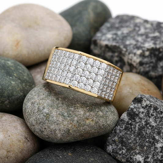 J R Jewellery Gent's Five Row Gold Ring Hallmarked