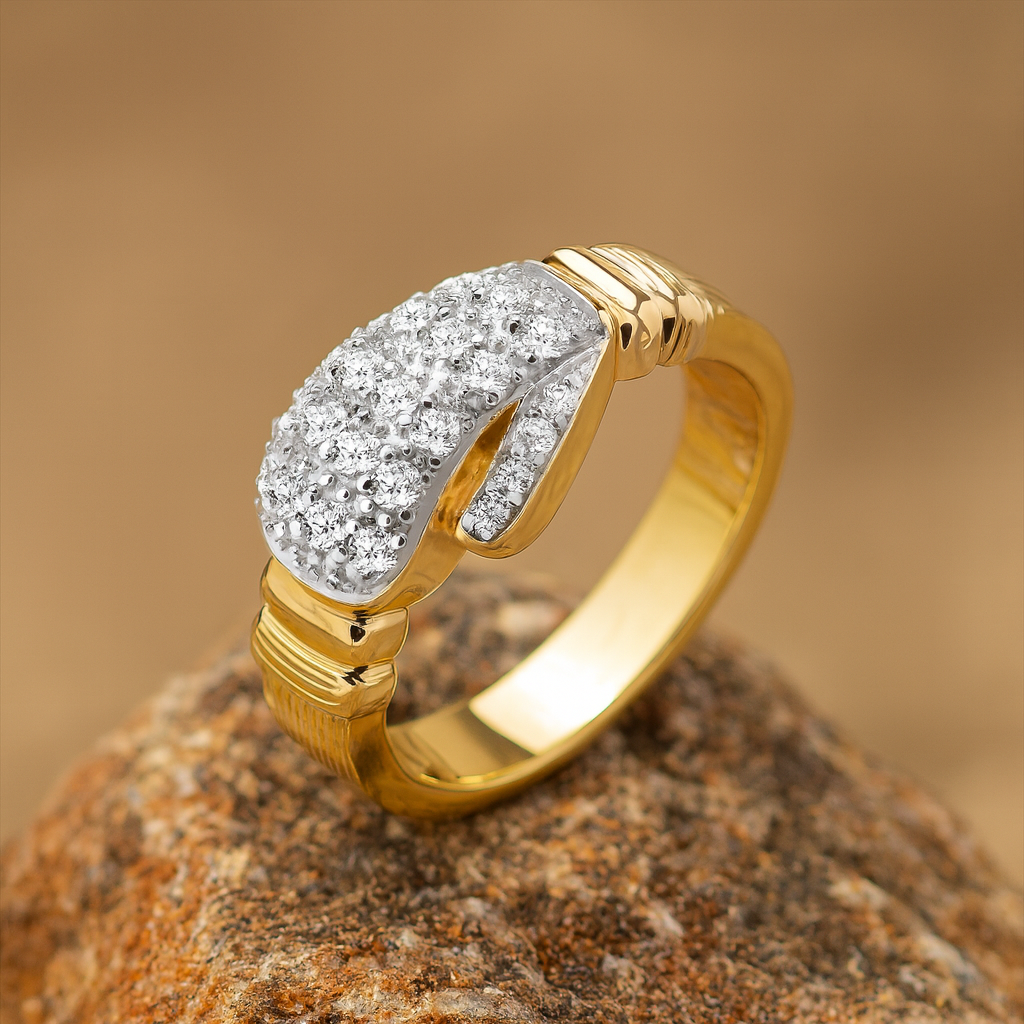 Gold Mens Boxing Glove Ring featuring a sparkling diamond design and elegant band detail