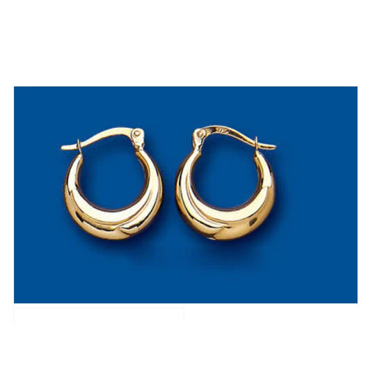 Gold Creole Earrings Yellow Gold Hoop Earrings Plain Gold Hoops 14mm Hallmarked