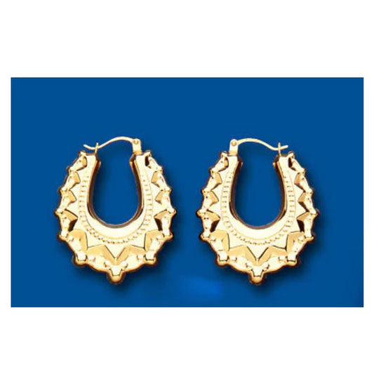 Gold Creole Hoop Victorian Style Hoops Yellow Gold 21 x 28mm