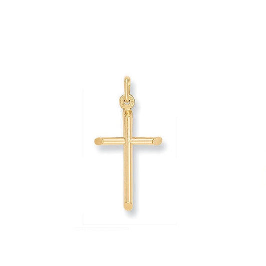 Gold Cross Pendant Yellow Gold Cross Tubular Cross Necklace