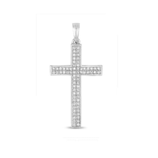 Diamond Cross Pendant Solid 9ct White Gold 0.21ct Premium Diamonds Religious