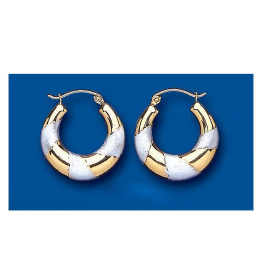 Gold Hoop Earrings Creole Two Colour White and Yellow Gold Hoops 20mm