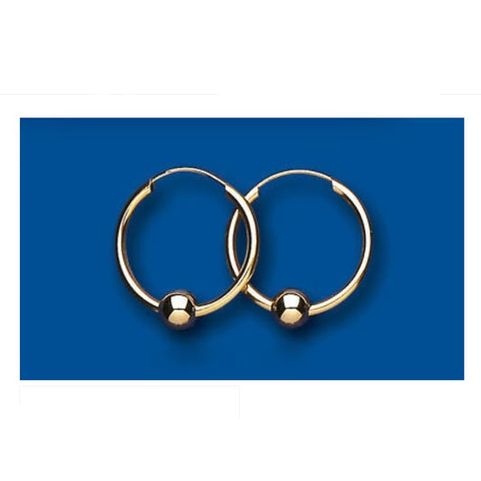Gold Hoop Earrings Yellow Gold Hoop With Ball Bead 18mm