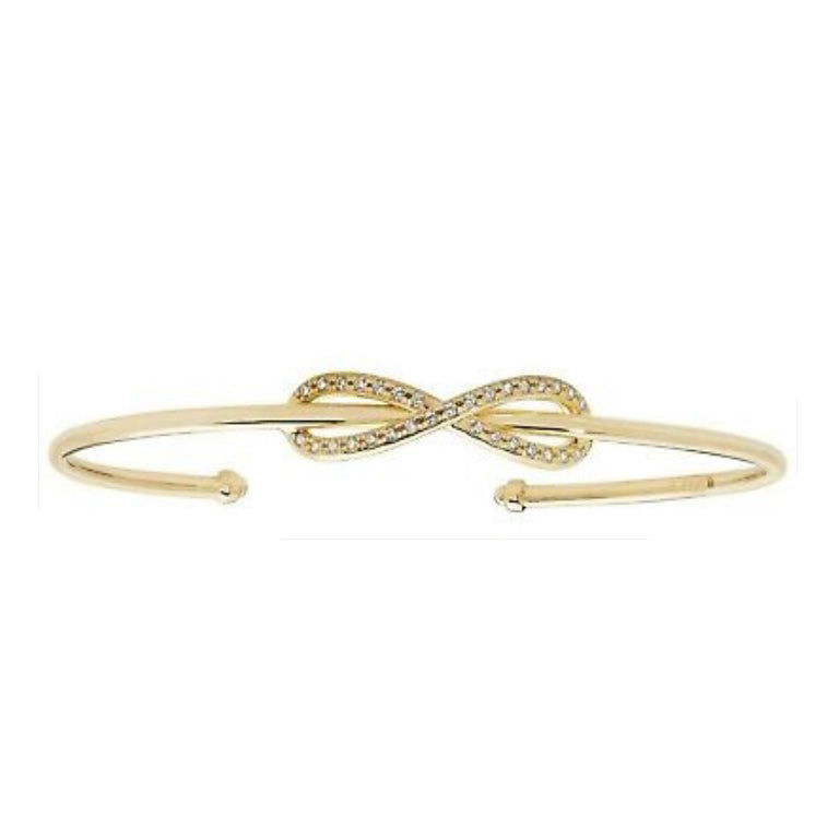 Yellow Gold Infinity Bangle Torque Cuff Gemstone Hallmarked British Made Hinged