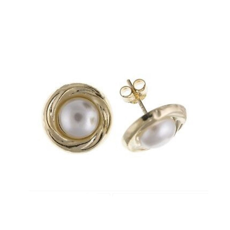 9ct Gold Pearl Stud Earrings Freshwater 10mm Studs Wedding Bridal Hallmarked