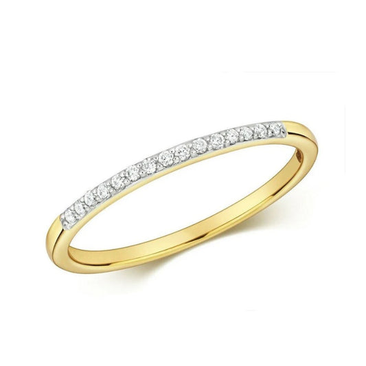 Real Diamond Ring Solid Yellow Gold Grain Set Eternity Anniversary Band Size J-Q