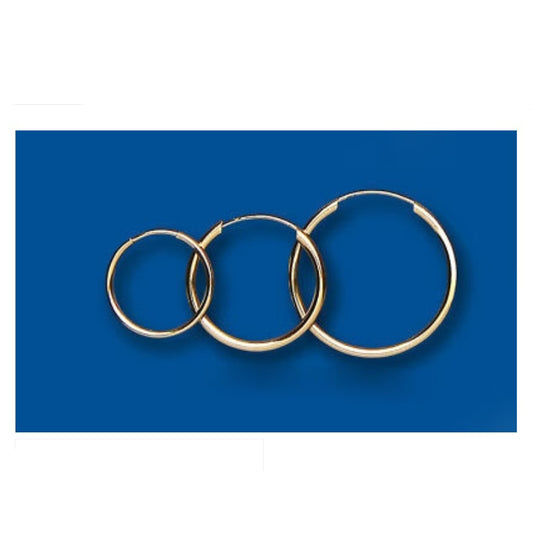 Gold Sleeper Hoop Earrings Yellow Gold Sleeper Lightweight 12mm 14mm 18mm