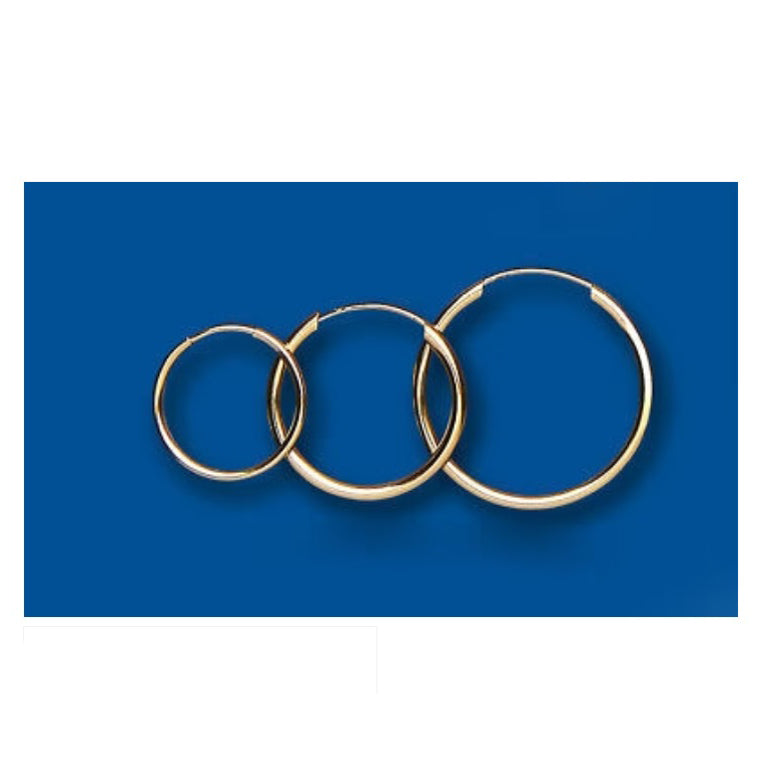Gold Sleeper Hoop Earrings Medium Weight Plain Yellow Gold  15mm, 18mm & 22mm