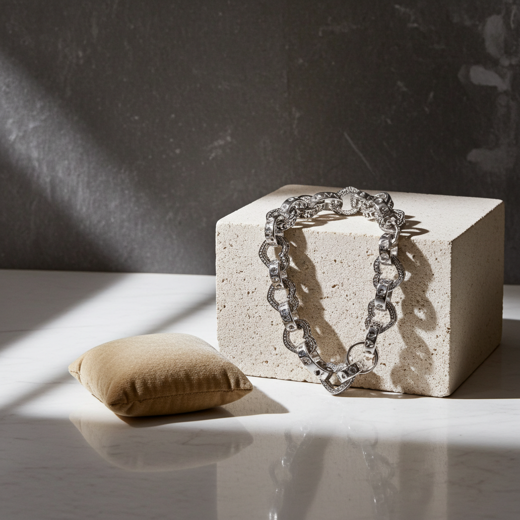 Elegant Heart Belcher Ladies Bracelet on a stylish display with soft lighting