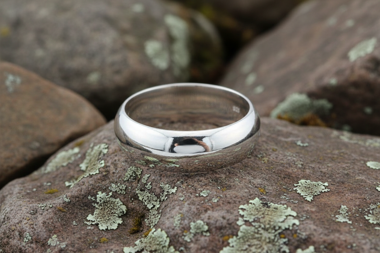 8mm Heavy D Shape Wedding Band Solid Sterling Silver Size P-Z Men's Gents Womens
