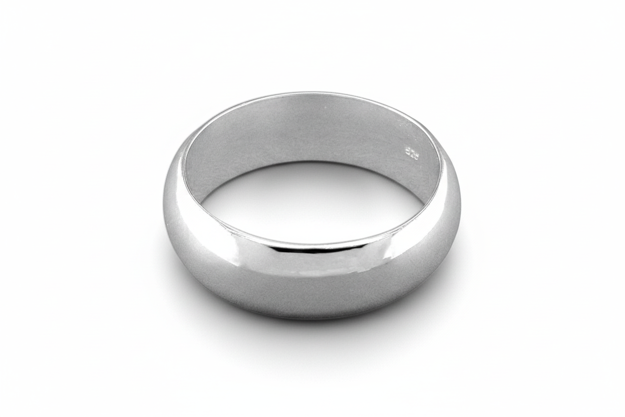 8mm Heavy D Shape Wedding Band Solid Sterling Silver Size P-Z Men's Gents Womens
