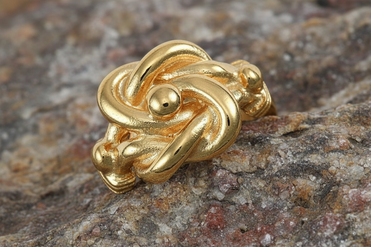 Men's Heavy Knot Ring Gents Solid 9 Carat Yellow Gold Hallmarked British made