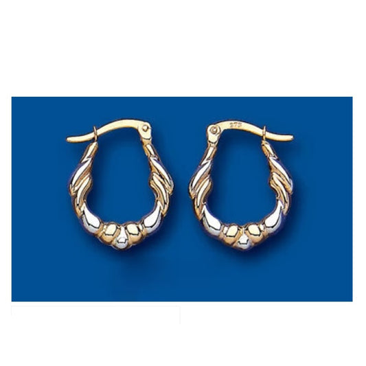 Hoop Earrings Gold Creole Hoops Two Colour Yellow and White Gold