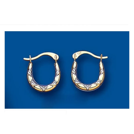 Hoop Earrings Gold Creole Yellow and White Gold Hallmarked 10mm