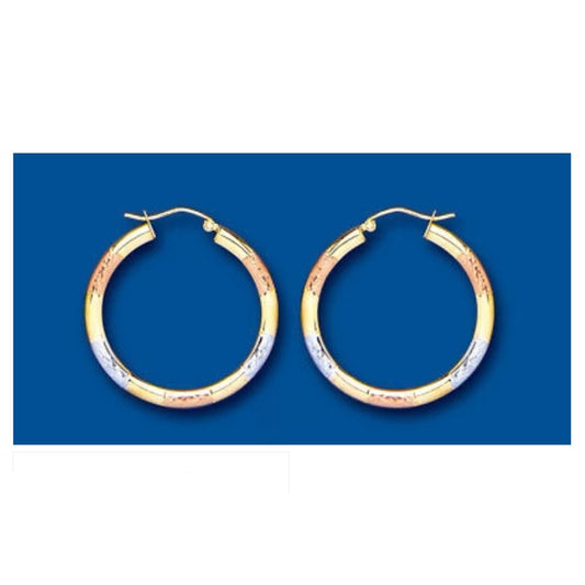 Hoop Earrings Rose White Yellow Gold Hoops Creole 30mm Hallmarked