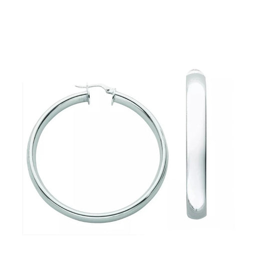 Hoop Earrings Creole Sterling Silver 45mm D Shape 9 Grams