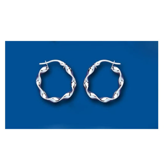 Hoop Earrings White Gold Twist Creole 19mm