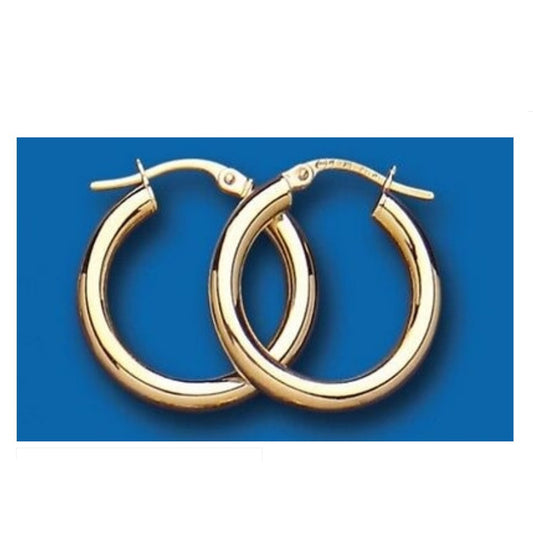 Hoop Earrings Yellow Gold Heavyweight Hoops Creole 20mm Hallmarked