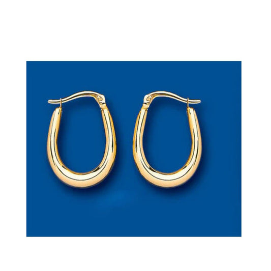 Hoop Earrings Yellow Gold Oval Hoops Creole 20 x 14mm hallmarked