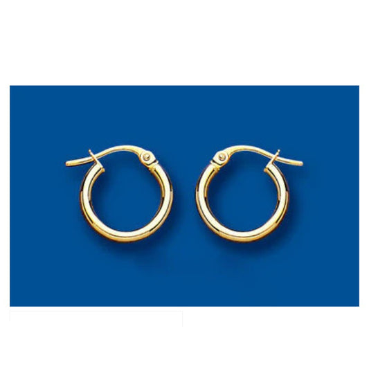 Hoop Earrings Creole Yellow Gold Plain 14mm Hallmarked
