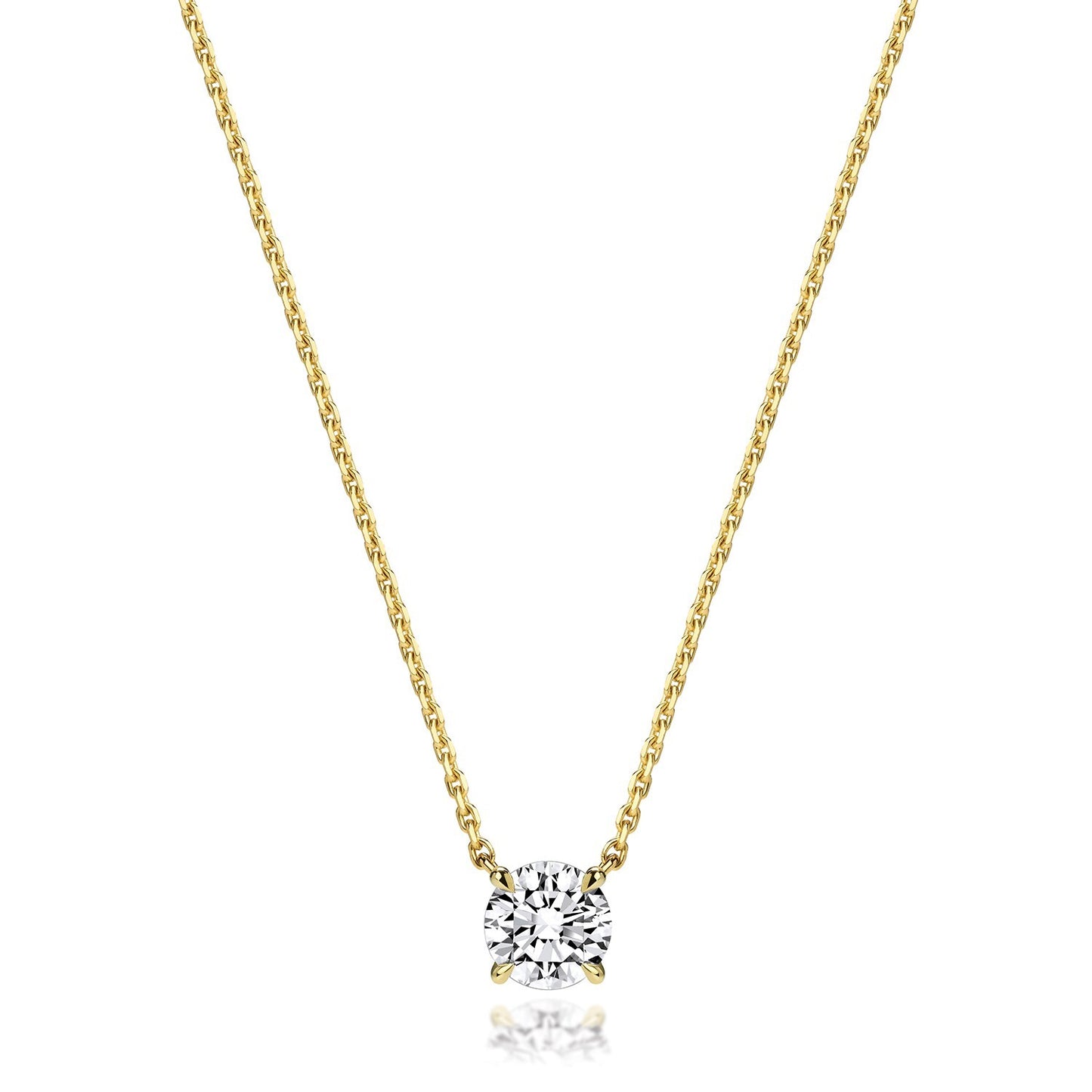 Lab Grown Floating Diamond Necklace in gold with a sparkling central diamond perfect for any occasion