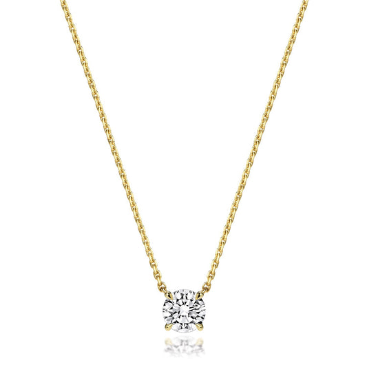 Elegant Lab Grown Floating Diamond Necklace with a single sparkling diamond on a delicate chain