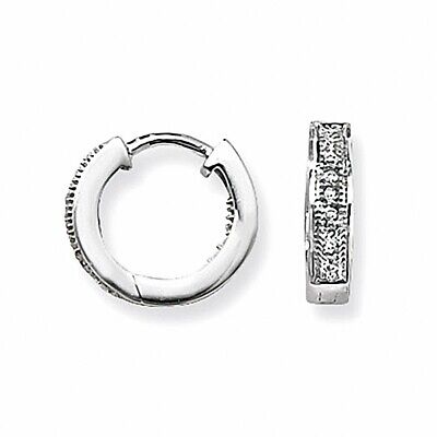J R Jewellery men's diamond huggie earrings white gold pave diamonds small polished hoop pair
