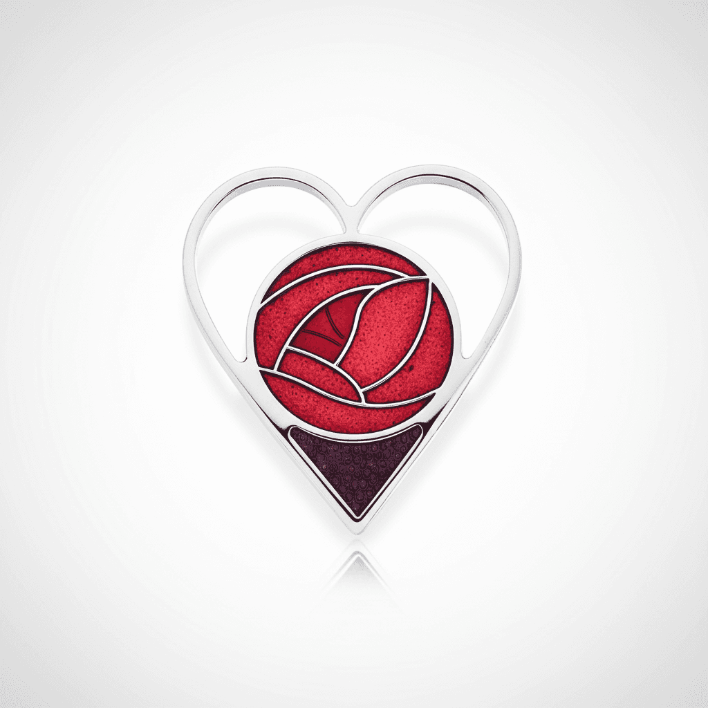 Mackintosh Red Heart Brooch Silver Plated Brand New Gift Packaging