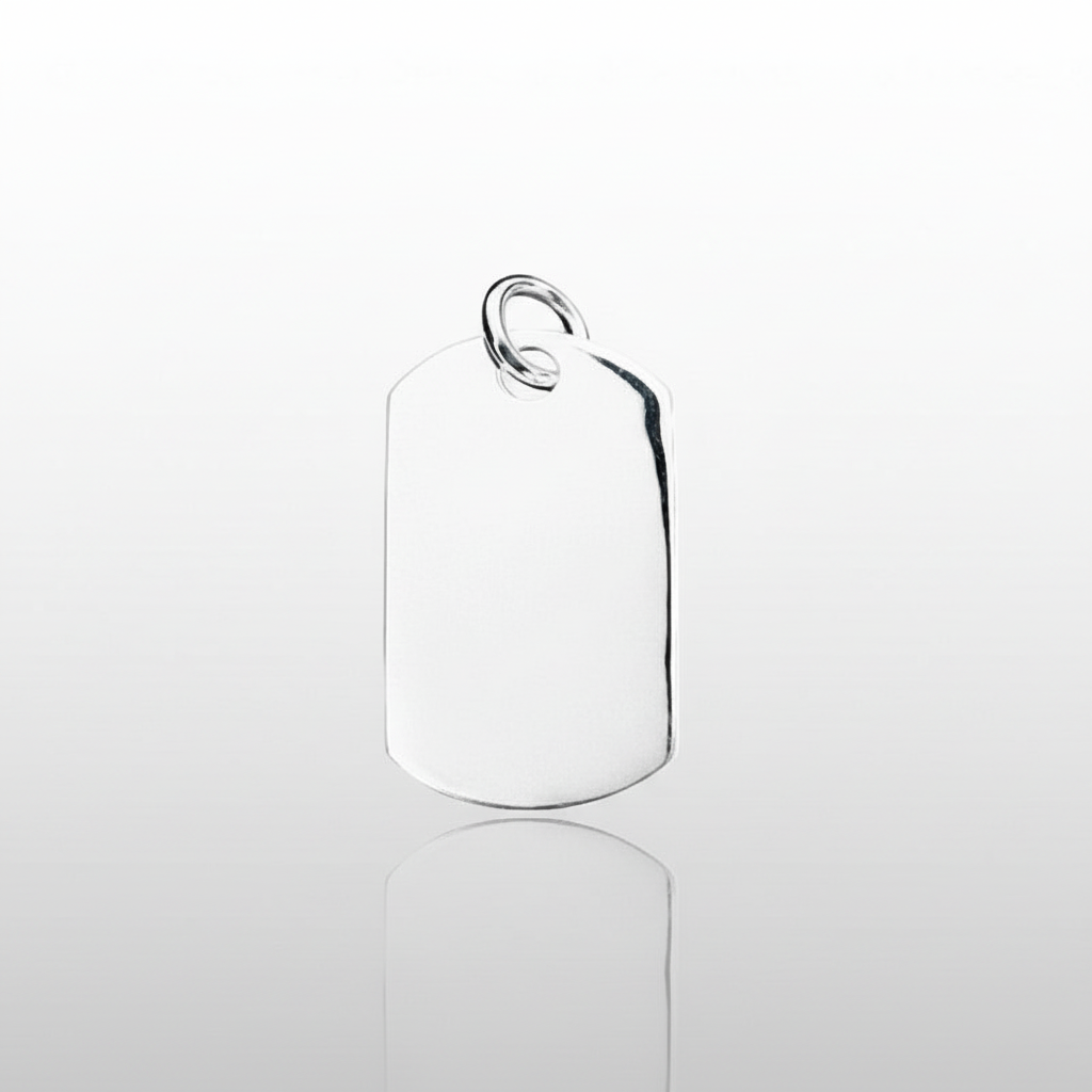 Men's Dog Tag Pendant Necklace Gents Solid Sterling Silver Pendant