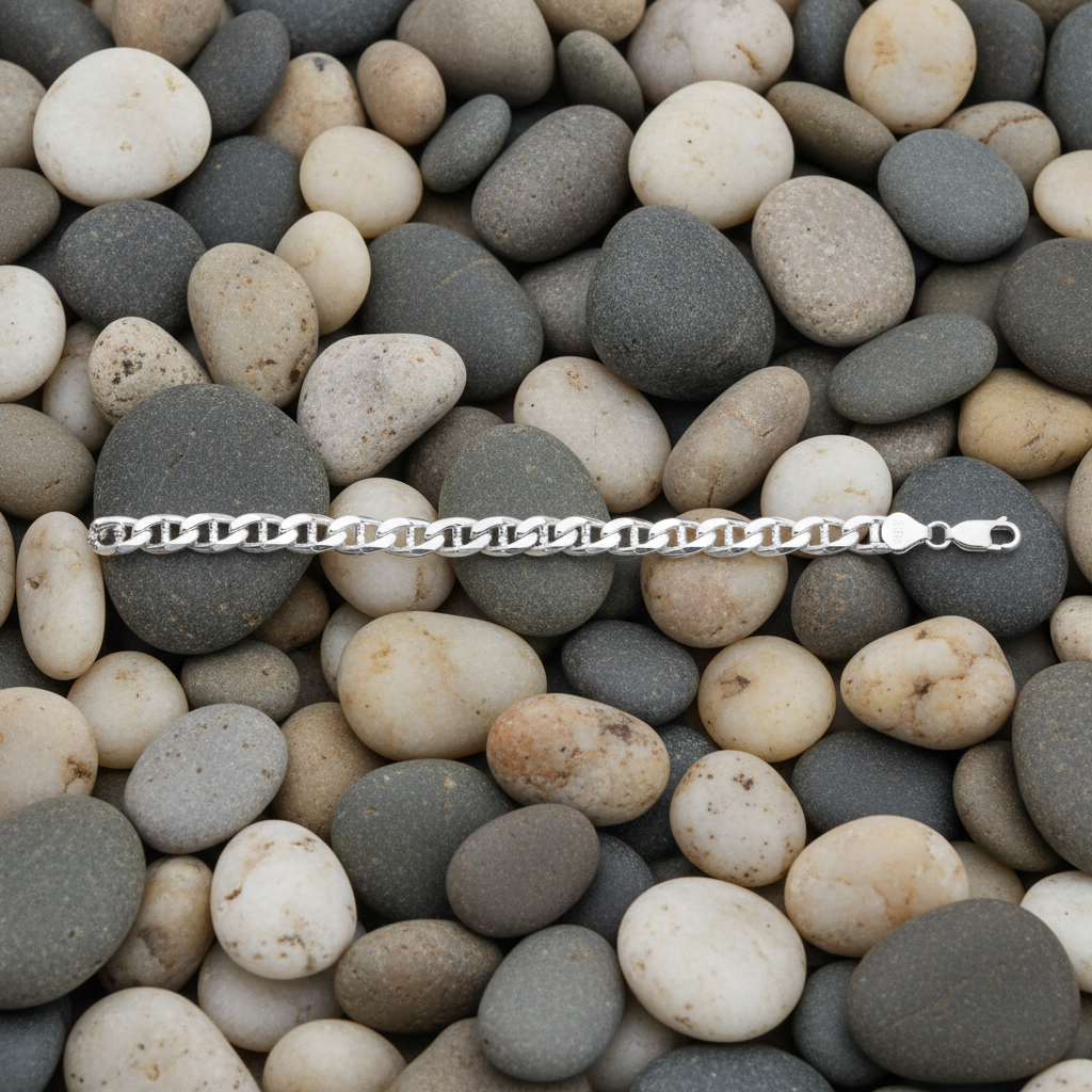 Sterling Silver Anchor Chain Bracelet Mens Gents Hallmarked