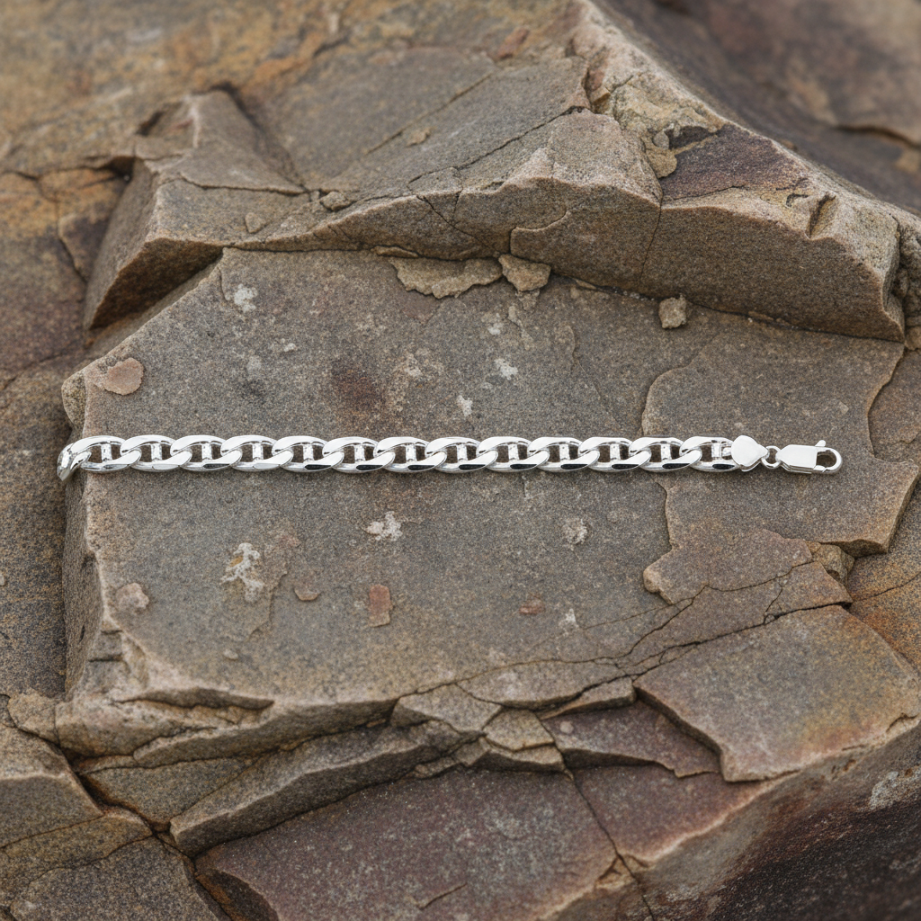 Sterling Silver Anchor Chain Bracelet Gents Mens Solid Hallmarked 25 grams