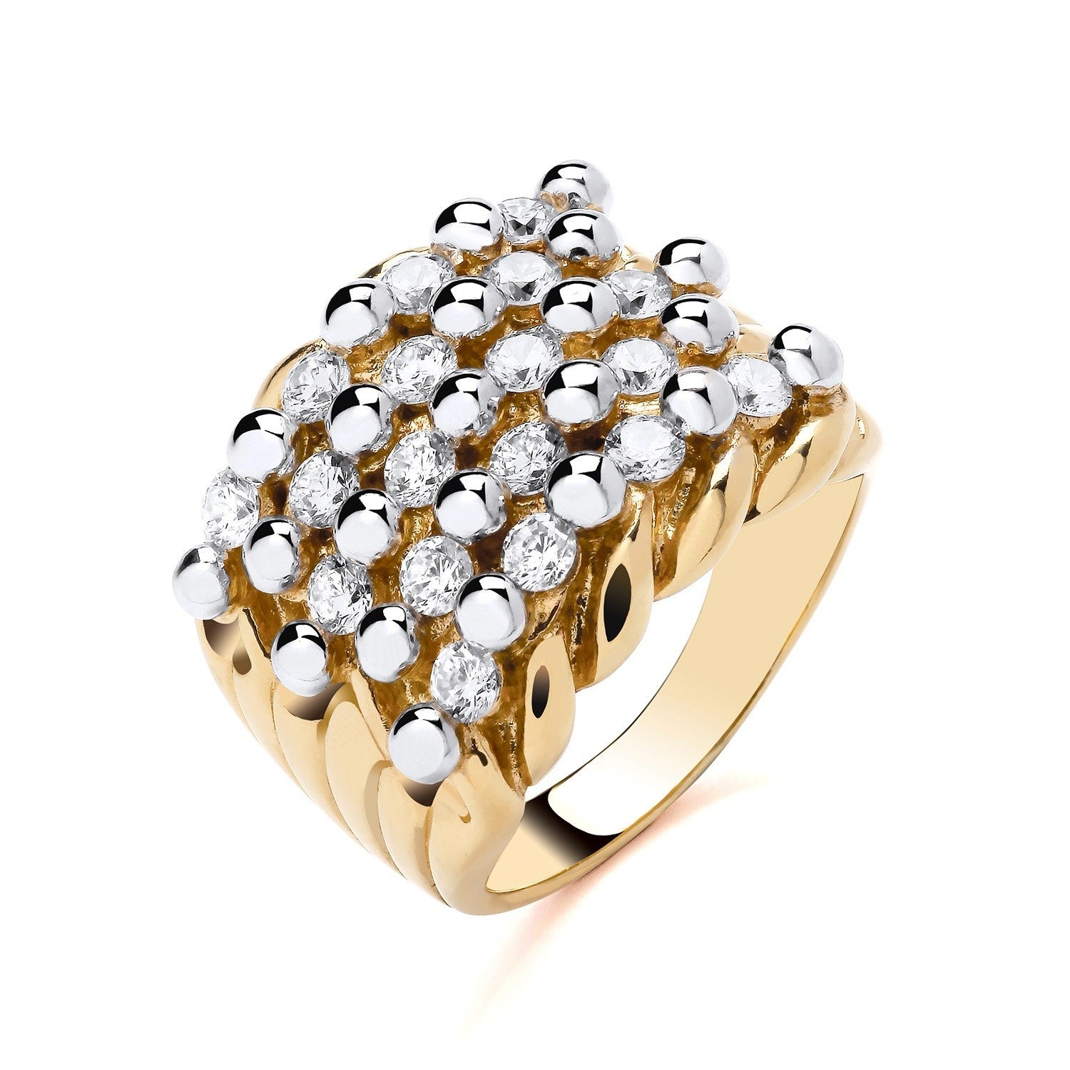 Mens 18ct Gold Keeper Ring with sparkling diamond embellishments for a luxurious style