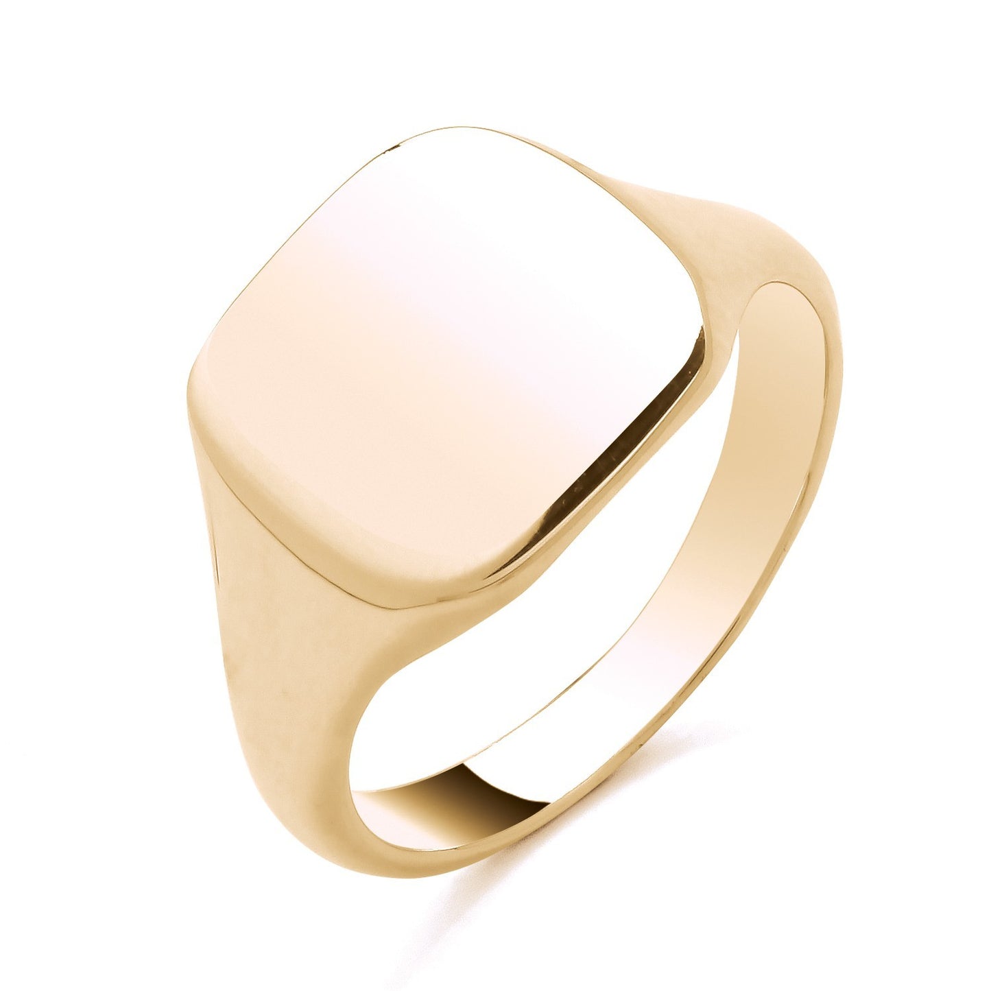 Mens 24ct Gold Cushion Signet Ring On Solid Sterling Silver with a sleek, polished design for a classic look