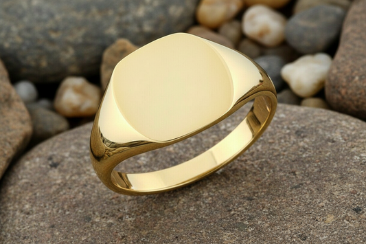 Men's 9ct Yellow Gold Signet Cushion Ring Hallmarked