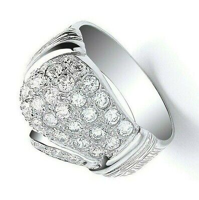 Mens Boxing Glove Ring Solid Sterling Silver with Sparkling Cubic Zirconia Details