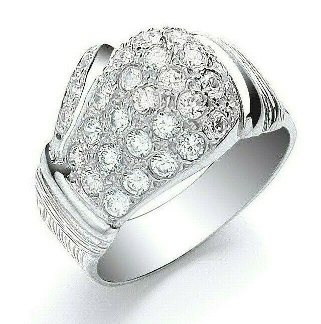 Mens Boxing Glove Ring Solid Sterling Silver with Sparkling Clear Stones for Stylish Accessory
